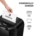 Fellowes Paper Shredder for Home Office Use - 9 Sheet Cross Cut Shredders Home Use - Shredder with 17L Bin & Safety Lock - Powershred LX50 - Shreds 31 Sheets in One Minute - High Security P4 - Black - 3