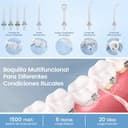 Irrigador Bucal Portatil, Vimmk Irrigador Dental Inalámbrico Profesional 8 Boquillas 5 Modos, IPX7 Impermeable 300ML USB-C Recargable Para Limpieza Dientes, Para el Hogar y los Viajes (Blanco) - 6