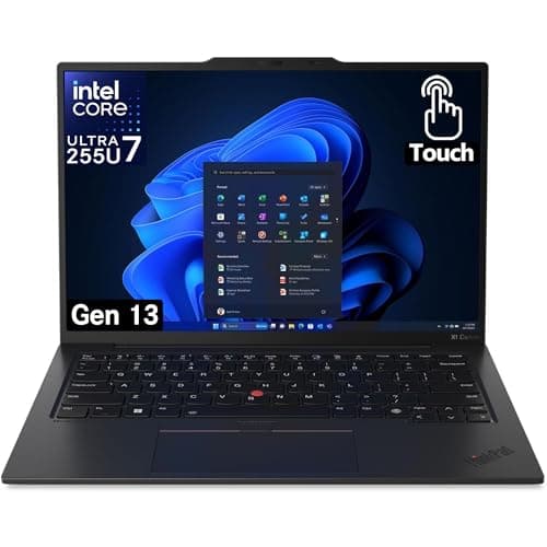 Lenovo Computer portatile touchscreen ThinkPad X1 Carbon Gen 13 con processore Intel Ultra 7 255U, WUXGA 100% sRGB da 14 pollici, RAM DDR5 da 32 GB, SSD NVMe Performance da 1 TB, fotocamera FHD+ IR+