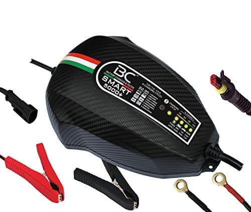 100% Made in Italy SMART 5000+ Caricabatterie/Mantenitore Intelligente 1Amp/5Amp per Batterie 12V Piombo-Acido, dotato di Power Supply, per Auto, Moto, Scooter, Barche, Camion, Camper fino a 160Ah
