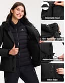 Pioneer Camp Giacca invernale da donna, 3 in 1, da snowboard, resistente alle cadute, altamente traspirante e traspirante, fodera in cotone, Nero , M - 5