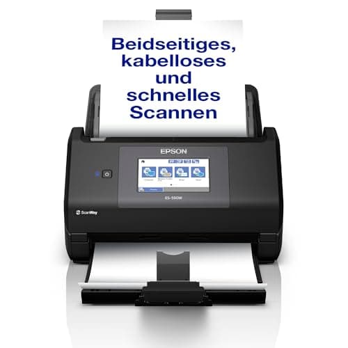 Epson Workforce ES-590W WLAN Dokumentenscanner | 45 S./Min. / 90 ipm | 100 Blatt automatischer Dokumenteneinzug | 10,9 cm Touchscreen | Farbe | Kabelloses Scannen an mehrere Ziele | Bis DIN A4