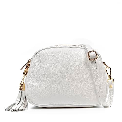 Firenze Artegiani. Aliminusa bolso bandolera Mujer. Piel auténtica Dollaro. 22x9x16 cm. Color: Blanco