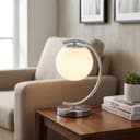 BARCELONA LED Candeeiro de Mesa San Cromado em Forma de C com Bola de Vidro Opalino, Base Redonda em Alumínio, Design Clássico Moderno Retro Luxo para Quarto e Sala - 4