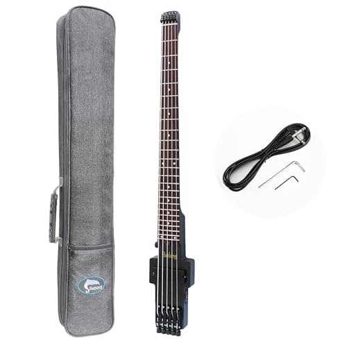 Batking Basso elettrico senza testa da viaggio, basso elettrico a 5 corde, con custodia e truss Road & Wire
