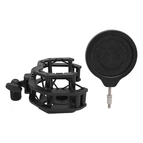 Verstellbarer Schockhalterungsfilter für Mikrofone, passend für Neumann U87 – professioneller Mikrofonhalter mit zweilagigem Popfilter, geeignet für Mikrofone mit 24 mm