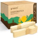 greenli® Einwegbesteck Set - 200 Holzgabeln und Holzmesser - Nachhaltiges Einweggeschirr Set aus Holz - 1
