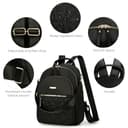 JANSBEN Rucksack Damen Klein, Cityrucksack Anti-Diebstahl Schultasche Nylon Schultertaschen Daypacks Damen Rucksackhandtaschen für Lässig Schule Reise Arbeit,Schwarz - 5