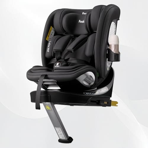 Feakaou 360 Car Seat with ISOFIX - for Newborn to 12 Years Children, i-Size (ECE R129/E4) Rotating Swivel Baby Car Seat,Group 0+1/2/3 (40-150cm),Rear Facing for Longer from Birth to 4 Years.Black.