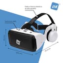 NK Occhiali 3D VR per Smartphone – Visore Intelligenti di Realtà Virtuale con Audio per Smartphone tra 4,7" - 6,53", Angolo Visione 90-100º, Rotazione 360°, Obiettivo e Pupilla Regolabile - Bianco - 2