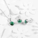 HENRYKA 925 Sterling Silver & Malachite Round Charm Necklace | Minimal Pendant | Bridesmaid Jewellery | Hypoallergenic Women's Jewellery with Gift Box - 5