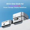 RayCue All-in-One Charger Dock for Mac mini M4, Aluminum Mac mini M4 Dock Hub Stand with 8TB NVMe/SATA SSD Enclosure, 165W Power Delivery, 4K60Hz HDMI, Smart Display, SD/TF 4.0, 10G USB A/C, Audio - 2