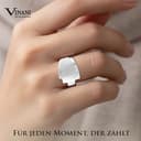 Vinani Damenring, 925 Sterling Silber – Schichten-Design mit 3 Ebenen, gebürstet und poliert, breites massives Band, handgefertigter zeitloser Schmuck für Damen, Größe 58 Modell 2RSC58 - 6