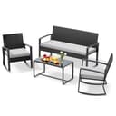 Xbro Conjunto Jardin Exterior de Ratán, Muebles Jardin Exterior para 4 Personas con Mesa de Vidrio 1 Sofa Exterio y 2 Sillas, para Patios, Jardines y Espacios al Aire Libre (Gris) - 1