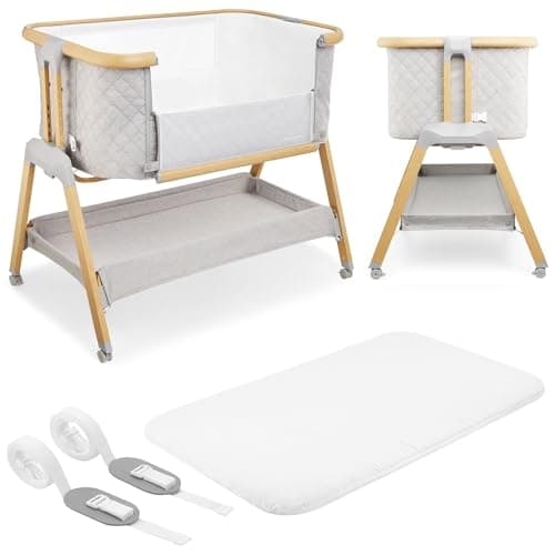 Moby-System Dreemy 3in1 Beistellbett Baby & Reisebett mit Matratze - 7-stufig höhenverstellbar, abnehmbare Seitenwand, 4 Transporträder, für Kinder bis 9 kg