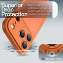 JETech Matte Case for iPhone 17 Pro 6.3-Inch, Shockproof Military Grade Drop Protection, Full Camera Lens Protection, Frosted Translucent Back Minimalist Phone Cover (Orange) - 3