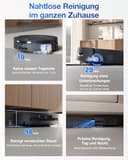 ECOVACS DEEBOT T80 Omni Saugroboter mit Wischfunktion, 18.000 Pa, OZMO Roller Wischwalze mit kontinuierlicher Frischwasser-Selbstreinigung, ZeroTangle 3.0,Moppwäsche mit 40-75℃ heißem Wasser, Schwarz - 6
