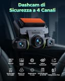 LAMTTO Dash Cam Auto 360 Gradi Dashcam Controllo APP WiFi 5G 4 Canali Telecamera per Auto Monitoraggio del Parcheggio IR Visione Notturna Kit di Cablaggio Scheda 128GB Gratuita - 2