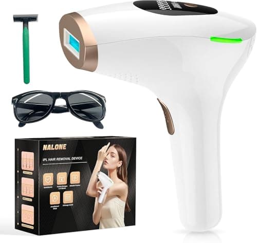 NALONE Epilatore Luce Pulsata, Epilatore Laser indolore per Donna e Uomo, Professionale IPL 5 Livelli di Energia, 999,900 Flashes Luce Pulsata IPL per, Corpo, Ascelle, Bikini