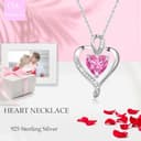 LAVUMO Collares Mujer Amor Colgante de Corazón Plata Plata de Ley 925 Collares Mujer Joyas Regalos para Esposa, Mamá Novia Cumpleaños Navidad Aniversario día San Valentín Regalo(Plata-10-Octubre) - 2