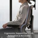 FLEXISPOT Ergonomischer Bürostuhl Schreibtischstuhl mit Fußstütze, 3D-Armlehnen, 3D-Kopfstütze, 5D-Rückenlehne, Atmungsaktiver Sitz Belastbar bis 136 kg Arbeitsstuhl, ErgoX, Schwarz - 9