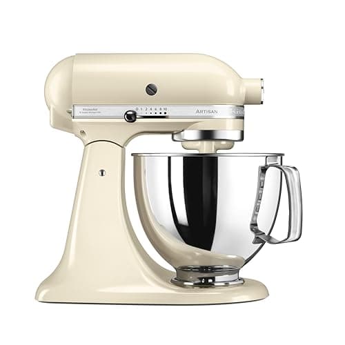 KitchenAid Küchenmaschine - Artisan - Kippbarem Food Processor - Teigknetmaschine mit 3 Zubehör und Schüssel aus Edelstahl - 4.8 L - Crème