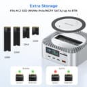 RayCue All-in-One Charger Dock for Mac mini M4, Aluminum Mac mini M4 Dock Hub Stand with 8TB NVMe/SATA SSD Enclosure, 165W Power Delivery, 4K60Hz HDMI, Smart Display, SD/TF 4.0, 10G USB A/C, Audio - 6