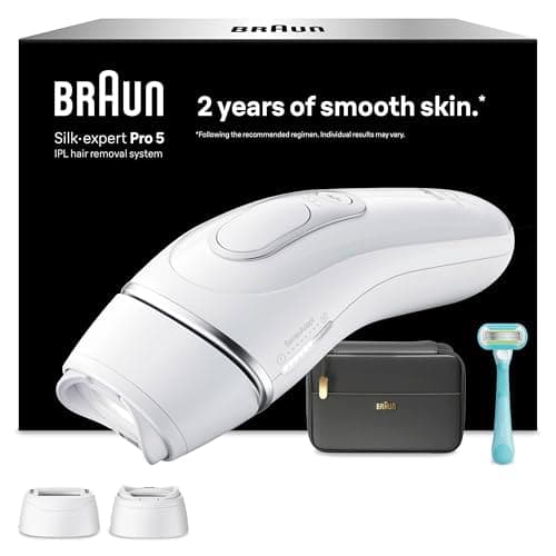 Braun Silk·expert Pro 5, Epilatore Luce Pulsata Smart, Epilazione Laser Peli Donna A Casa, Riduzione Permanente Dei Peli, Con 2 Testine, Custodia E Rasoio Gillette Venus, PL5234