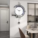 TWFJEL Moderno Reloj de Pared, Grande Minimalista Reloj Pared Decorativo Silencioso sin tictac Orologio de Quarzo Acrílico+Esfera de Madera con Estante Art Deco para Cocina Sala Dormitorio Oficina - 3