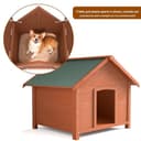 BAKAJI Cuccia per Animali Domestici in Legno di Cipresso, Casetta per Cani e Gatti con Tetto Spiovente Apribile, Casa da Esterno ed Interno Resistente Intemperie, Tettoia Asfaltata, 89 x 84 x 76 cm - 6