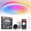 CANMEIJIA LED Ceiling Light, Dimmable 24W RGB Ceiling Lights 3000-6500K with Remote Control, IP44 WiFi Flat Ceiling Light, Supports Alexa and Google for Bedroom, Living Room, Bathroom, White - 1