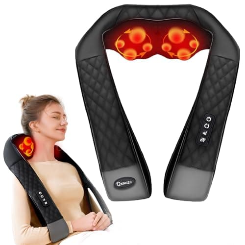 KNQZE® Masajeador cervical y espalda, 2026 4D shiatsu masajeador cuello con calefacción, Masaje 4D shiatsu de amasamiento profundo, Relájese y descanse, Regalos para mujer hombre mama papa