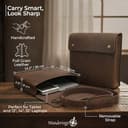 WANDERINGS Carpeta de Cuero Genuino de Grano Completo con Correa Extraíble - Organizador de Documentos Folio Hecho a Mano - Portadocumentos de Cuero - Compatible con Tabletas y Portátiles de 15", 14 - 4