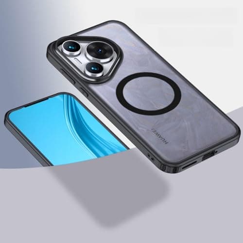 BRAND SET Ultra-Thin TPU Frame Huawei P70 Pro Case, With Magnetic Ring for Wireless Charging & Car Mount, Matte Black