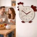 DEKORI Orologio da Parete con Pendolo – Design Gallinella in Legno, Silenzioso e Artigianale, per Cucina Rustica o Casa, 27x32 cm - 6