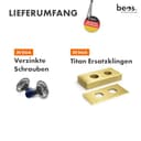 beos 30x Premium Titan Ersatzmesser + Schrauben mit Sicherung - Ersatzklingen für Premiummarken Worx, LandXcape, Zoef Robot, Einhell, Kress – 0,9 mm Blattstärke für langes Rasenmäher Vergnügen - 6