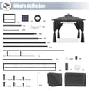 TRIUMPHKEY Pavillon 3x3 Wasserdicht Stabil Winterfest, Garten Pavillion mit seitenwänden, UV-Schutz 50+, Plane Gartenlaube, Metallrahmen Pavillon, Patio Gazebo, Grau - 7