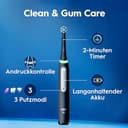 Oral-B iO Series 3 Plus Edition Elektrische Zahnbürste — Electric Toothbrush, Inkl. 3 Aufsteckbürsten, 3 Putzmodi für Zahnpflege — Designed by Braun, GUT GETESTET von STIFTUNG WARENTEST, Schwarz - 5