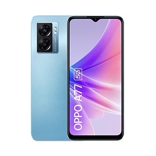 OPPO A77 5G Smartphone, MediaTek Dimensity 810 5G, 6.56” LCD HD+ 90Hz, 48MP+2MPrear camera, 8MP front camera, RAM 4GB + ROM 64GB with RAM expansion, 5000mAh 33W Supervooc, Ocean Blue