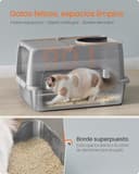 Feandrea Caja de Arena de Acero Inoxidable para Gatos con Tapa Abatible, Arenero XL, a Prueba de Fugas, Cuchara, Cepillo, Doble Entrada, Carga de Encimera de 15 kg, Gris Paloma PPT005G01 - 4