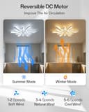 YUNLONG Smart Lampadario con Ventilatore da Soffitto, WiFi Plafoniera con Ventilatore Compatibile con Alexa Google Home, Lampada con Ventola Techo per Camera da letto, Cucina, Bianco - 4