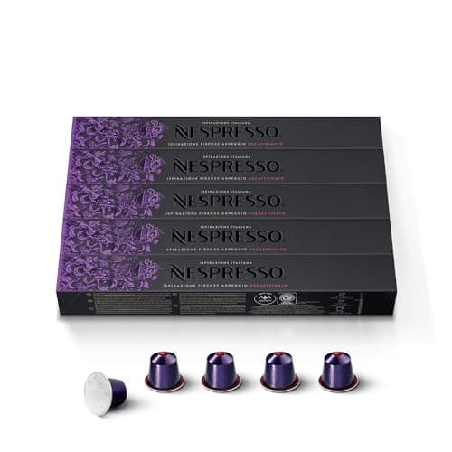 Nespresso Original Cápsulas de Café Descafeinado Arpeggio, 50 Cápsulas para Máquina de Café, Cafetera, Tueste Intenso con Notas de Cacao