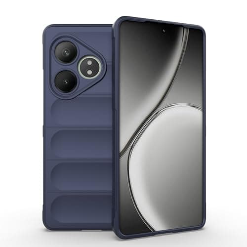 ESTH® Custodia Silicone Liquido per Realme GT 6T 5G/Realme GT Neo6/GT Neo6 SE con Protezione Anti-Germi e Fodera in Microfibra, Cover in Silicone a Antiurto 360°, Blu scuro