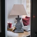 Modern Tall Wooden Washed Table Lamp - Traditional Shabby Chic Design with Taupe Linen Shade, Wood Effect Finish for Living Rooms, Bedrooms, or Hallways Decor (32cm Light Blue with Cream Shade) - 4