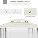 Outsunny Techo de Repuesto 4x3 m para Cenador de Jardín Toldo para Pérgola Recambio con Doble Techos y 8 Orificios de Drenaje Impermeable Anti-UV Beige - 4