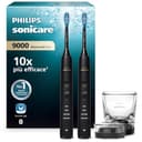 Philips Sonicare DiamondClean 9000 spazzolino elettrico sonico con app, sensore di pressione, 4 modalità di pulizia, bicchiere di ricarica, colore nero, confezione doppia, modello HX9914/54 - 1