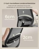 ProtoArc EC200 Bürostuhl Ergonomisch, Schreibtischstuhl mit Höhen- und Tiefenverstellbarer Lendenwirbelstütze, Sitztiefe, Höhenverstellbar, 3D-Kopfstütze, Computerstuhl für Home Office Chair, Schwarz - 4