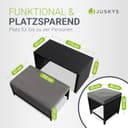 Juskys Set mobili da giardino 2in1 in polyrattan Jamaika - tavolo, divano lounge da giardino - set salotto da balcone per balcone, giardino - lounge da esterno nero grigio - 4