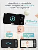 GHB Camara Vigilancia Bebe con 5" HD Vigilabebes con 2 Camaras Duración de Batería 168 Horas de 4000mAh Soporta 4 Cámaras, Pantalla Dividida, 4×Zoom, Comunicación Bidirecciona Escucha Bebe - 6
