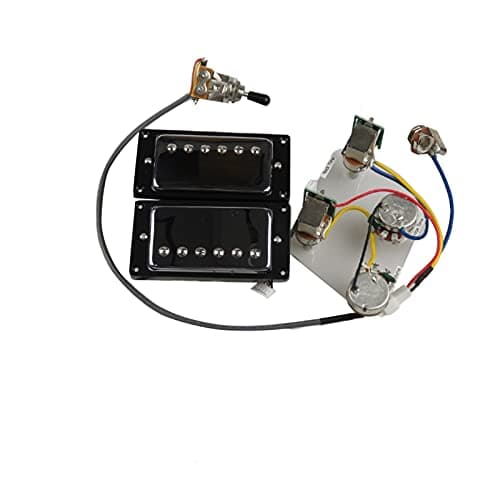 Pickups De Guitarra Humbucker Pickups Cuello Y Puente Pickup 4c Cableado Arnés Push-Pull Single Set para Gibson Epiphone Guitar Pastillas de Guitarra eléctrica (Color : Silver Black Frame)
